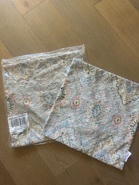 Pastel Medallion Quilted Accent Pillow Cover - Subtle Blue & Pink